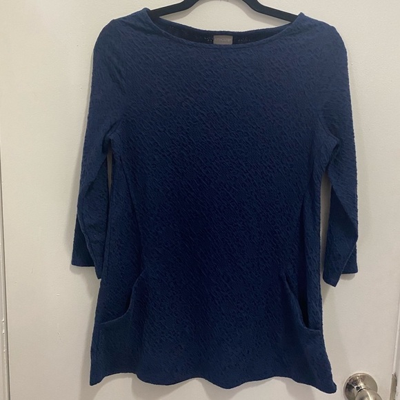 Chico’s Burnout Navy Tunic Top - Picture 1 of 5